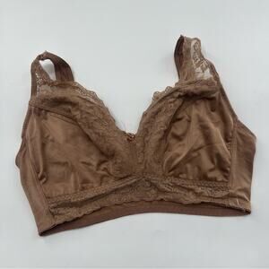 Rhonda Shear Nude Tan Lace Bralette Unlined Sexy Bra Plus Size